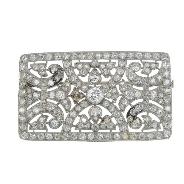 Old-cut diamond and platinum brooch
