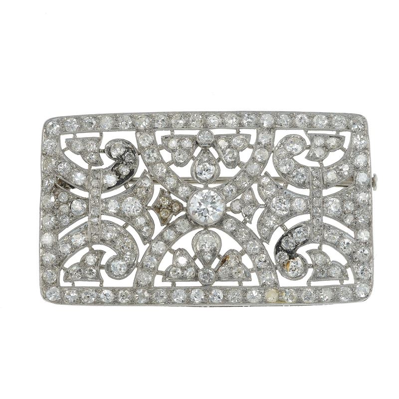 Old-cut diamond and platinum brooch  - Auction Fine Jewellery - Cambi Casa d'Aste