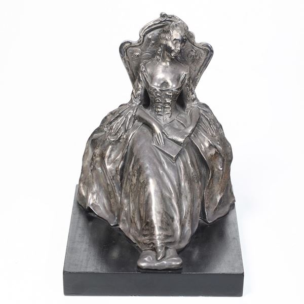 Figura femminile assisa. Fonditore liberty del XX secolo