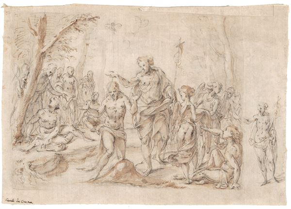 Scuola del XVI secolo Battesimo di Cristo