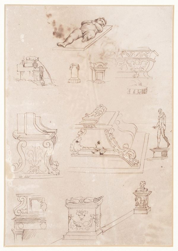 Scuola del XVIII/XIX secolo Studi per monumento funerario