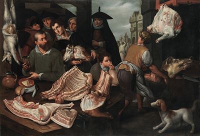 Scuola Fiamminga del XVI Secolo Interno di Macelleria