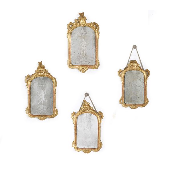 Gruppo di quattro specchiere. XVIII secolo