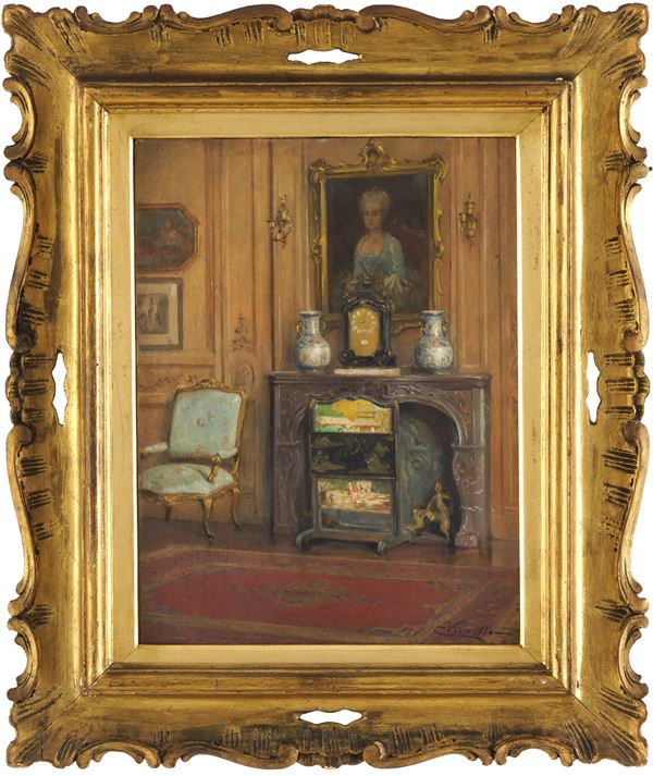 Cesare Vianello - Interno con caminetto