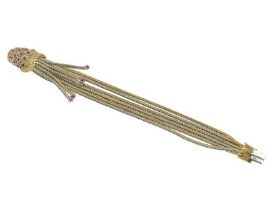Bracciale con rubini naturali e sintetici, in oro giallo e oro bianco 750/1000