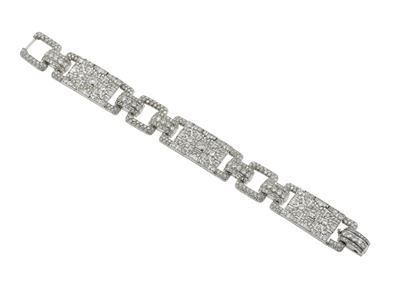 Bracciale in platino con diamanti di vecchio taglio, Huit-huit e baguette