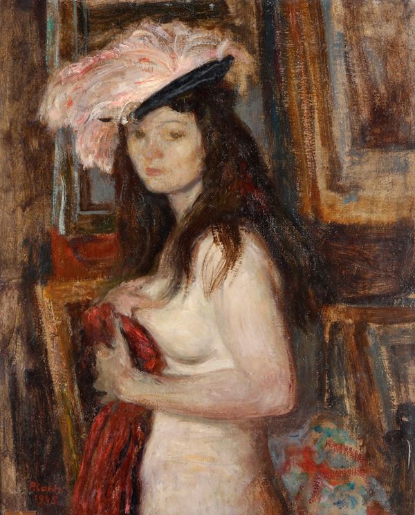 Ritratto di giovane donna dal cappello piumato