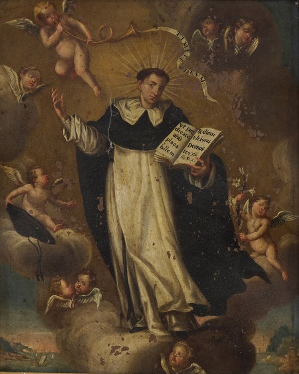 Scuola del XVIII secolo Santo in gloria