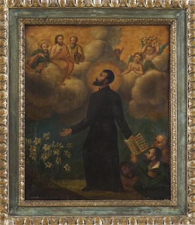 Scuola del XVIII Secolo Apparizione di Cristo a un Frate