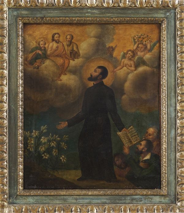 Scuola del XVIII secolo Apparizione di Cristo a un frate