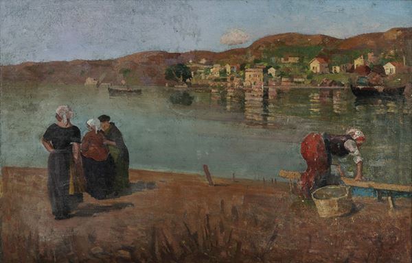 Veduta con lavandaie