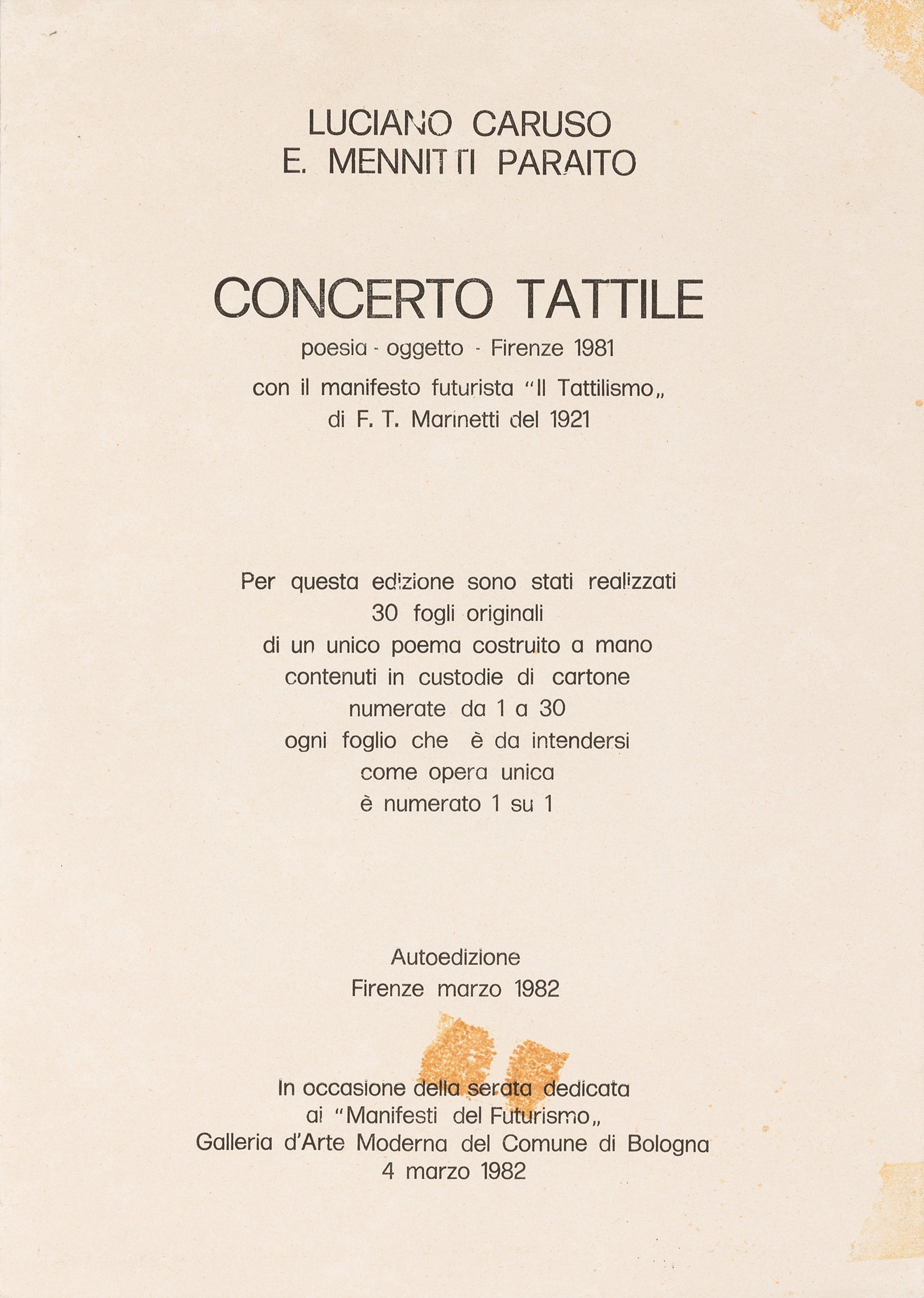 Luciano Caruso - Concerto Tattile