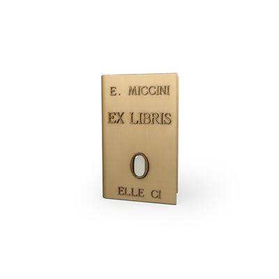 Ex libris, scultura in bronzo dorato con specchio