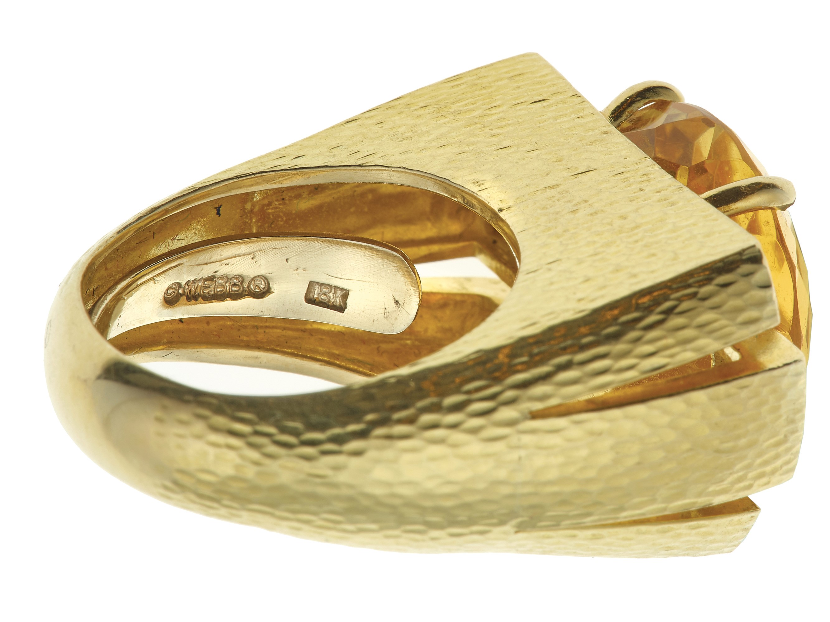 David Webb. Anello con Grande Quarzo Citrino e Diamanti