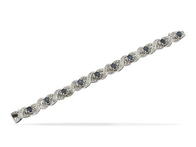 Bracciale in oro bianco 14 kt con diamanti e zaffiri
