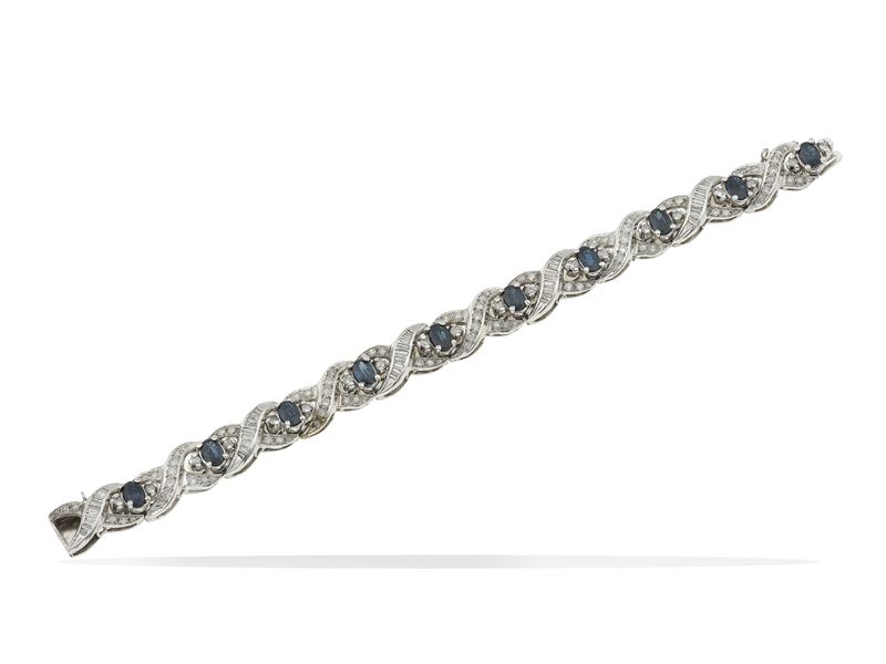Bracciale con diamanti e zaffiri  - Asta Fine Jewels - Cambi Casa d'Aste
