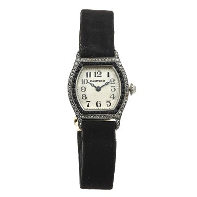 Cartier, Orologio da polso Decò per signora in oro giallo e platino