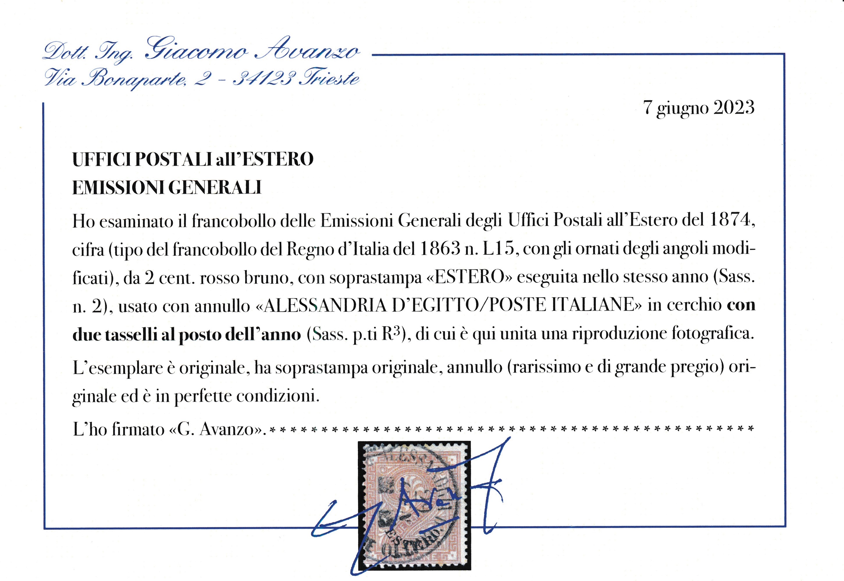 1874 - Regno D’italia - Uffici Postali All’estero - Levante - Emissioni Generali - Francobolli Ex...