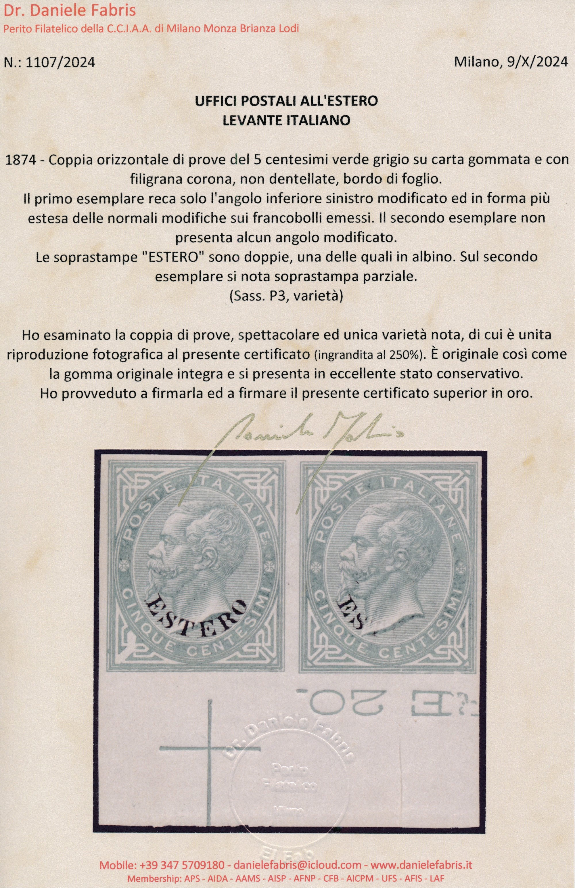 1874 - Regno D’italia - Uffici Postali All’estero - Levante - Emissioni Generali - Coppia Orizzon...