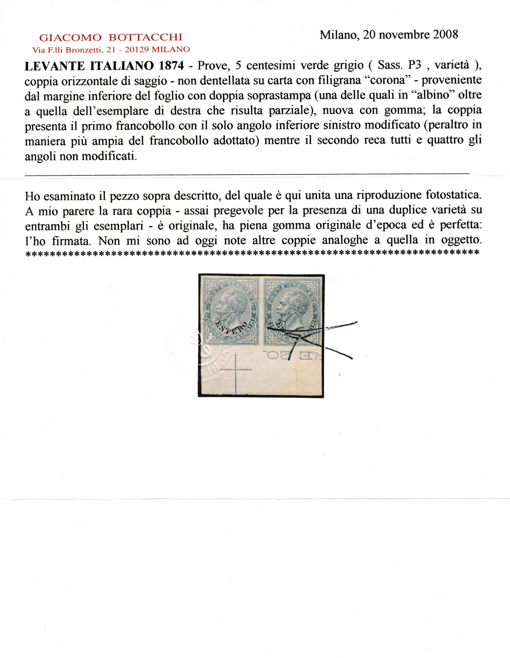 1874 - Regno D’italia - Uffici Postali All’estero - Levante - Emissioni Generali - Coppia Orizzon...