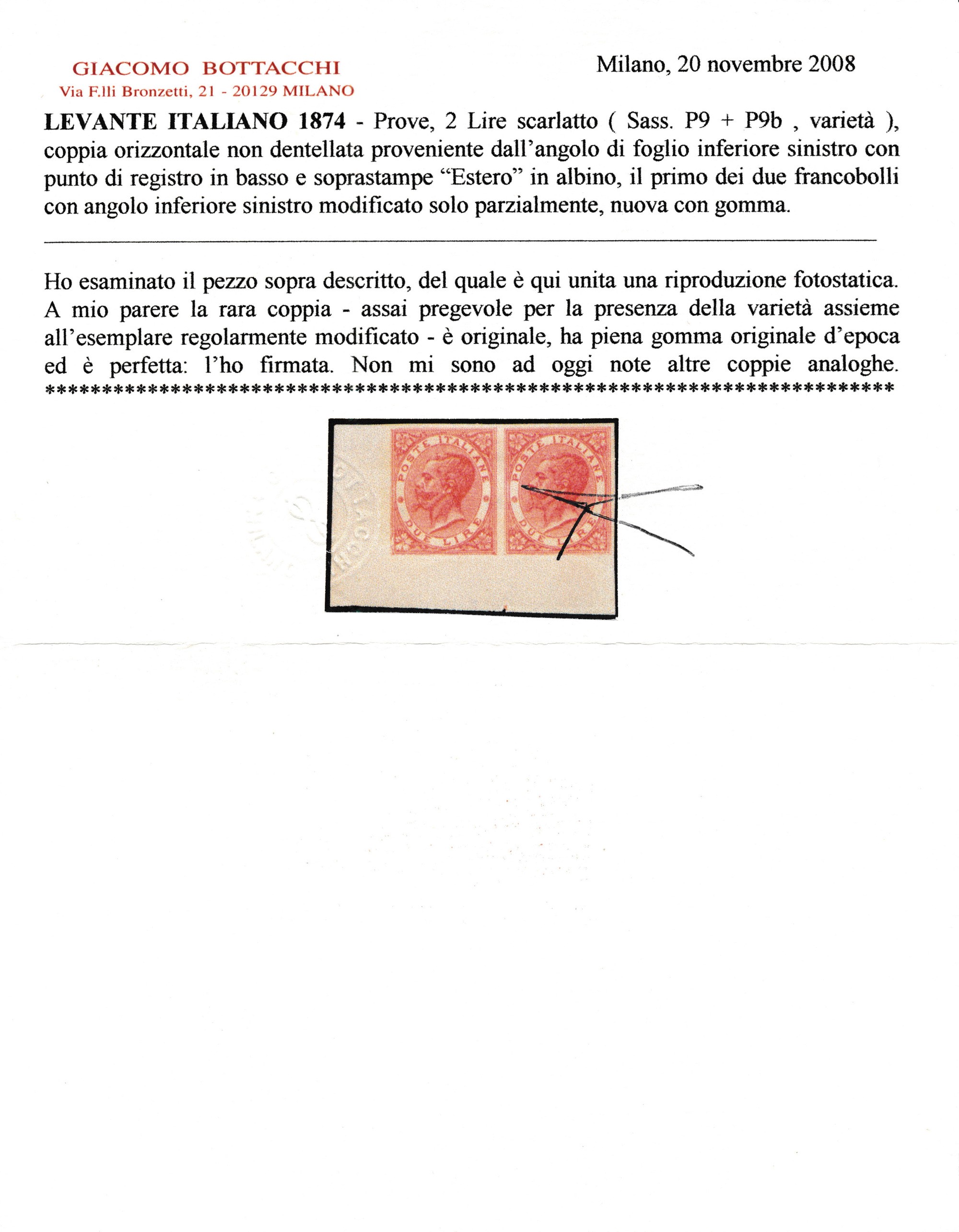 1874 - Regno D’italia - Uffici Postali All’estero - Levante - Emissioni Generali - Coppia Orizzon...