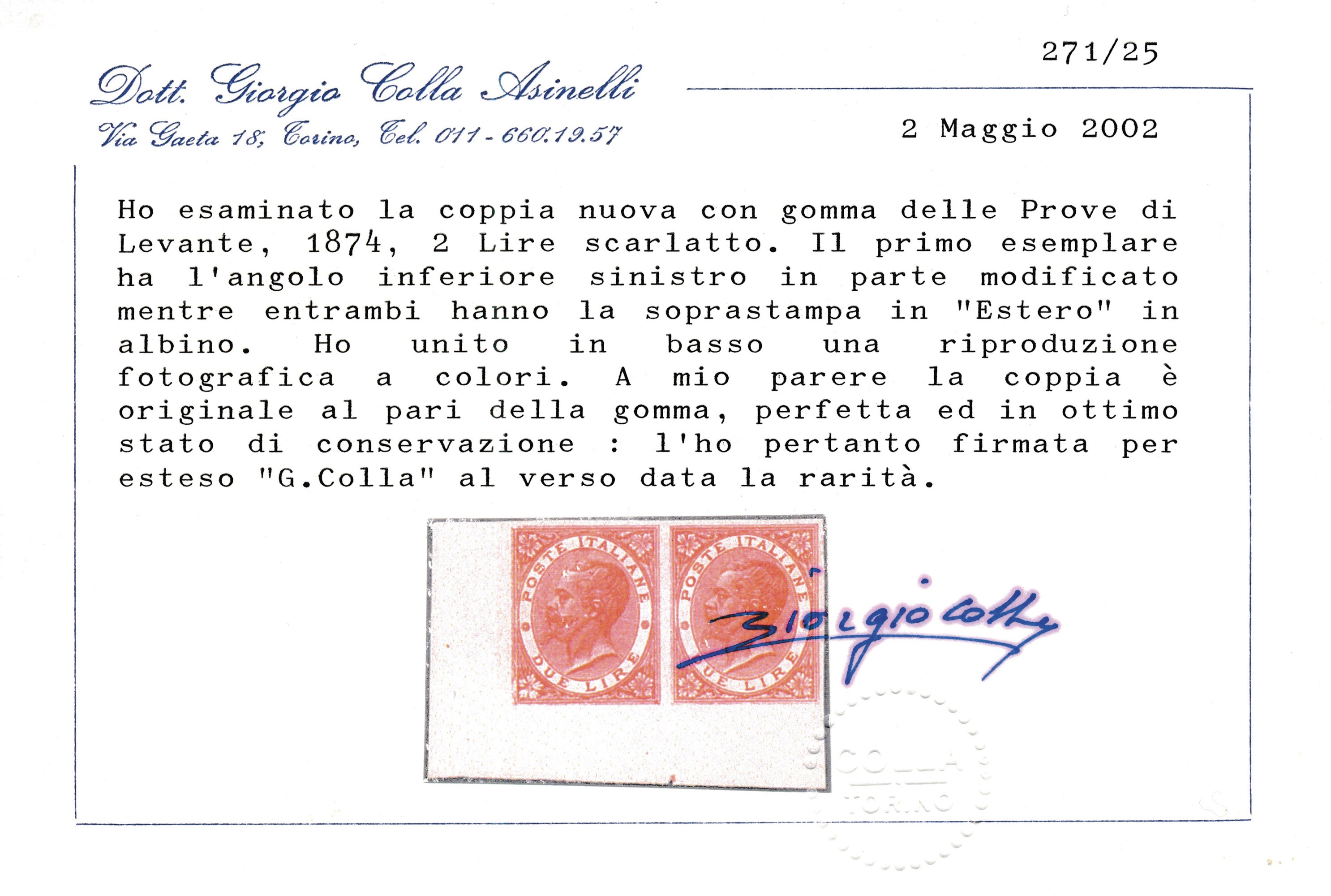 1874 - Regno D’italia - Uffici Postali All’estero - Levante - Emissioni Generali - Coppia Orizzon...