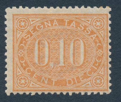 1869 - Regno D’italia - Segnatasse - 10 Cent. Bruno Arancio (sass.2).