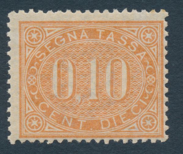 1869 - Regno d’Italia - Segnatasse - 10 cent. bruno arancio (Sass.2).