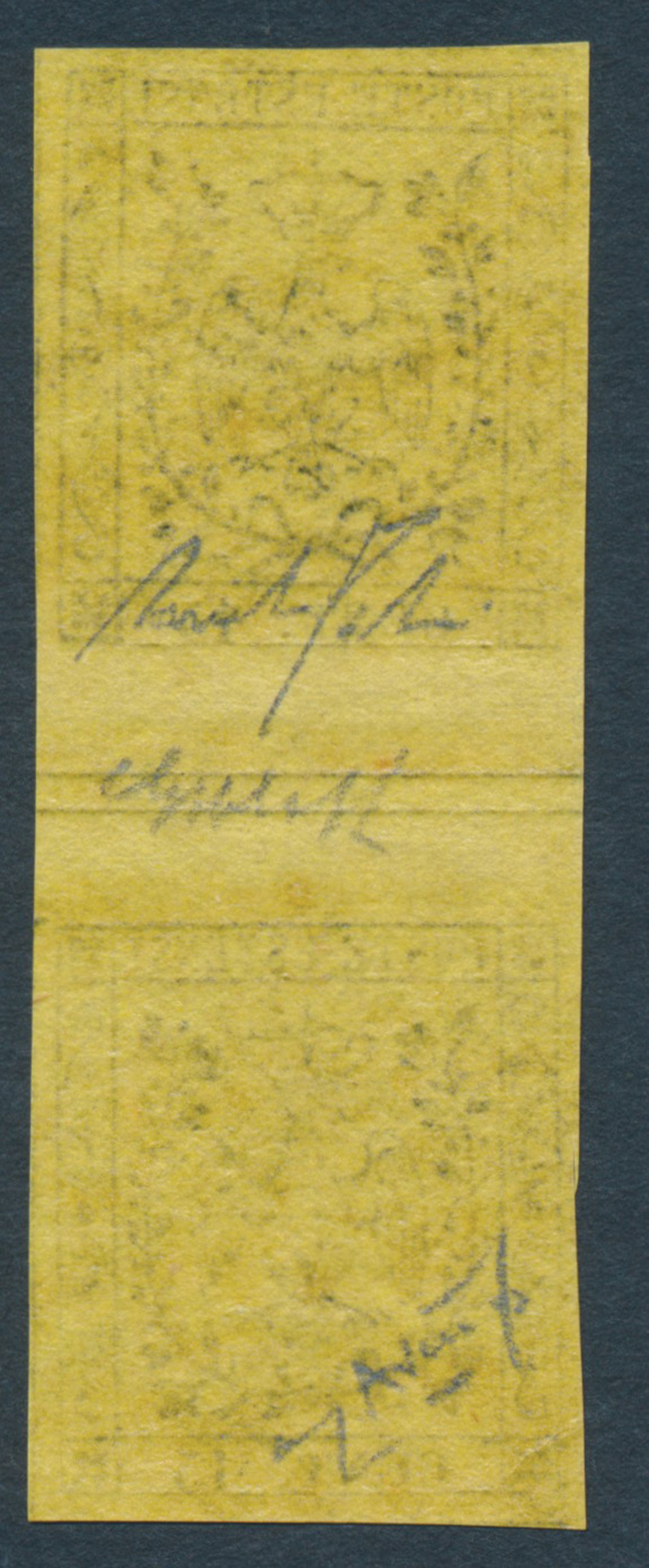 1852 - Modena - 15 Cent. Giallo Cromo Senza Punto Dopo le Cifre, i Tiratura, (sass. 3b) Coppia co...