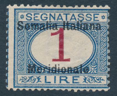 1906 - Colonie Italiane - Somalia - Segnatasse - 1 Lire Azzurro e Carminio (sass. 8).