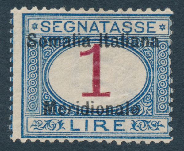 1906 - Colonie italiane - Somalia - Segnatasse - 1 lire azzurro e carminio (Sass. 8).