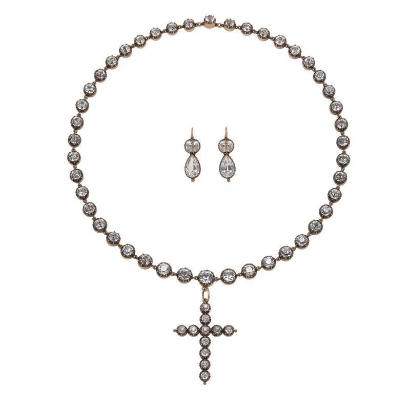 Colourless topaz, low-karat gold and silver demi-parure  - Auction Fine Jewellery - Cambi Casa d'Aste