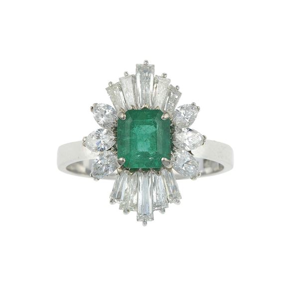 Emerald and diamond ring