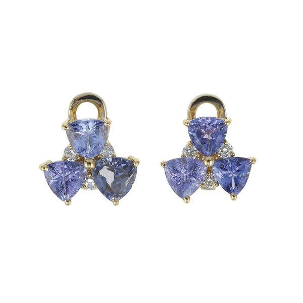 Pair of tanzanite and diamond earrings