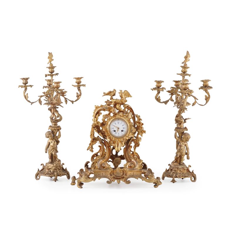 Trittico in bronzo dorato da camino, Francia Worms à Paris  - Auction Antiques - Cambi Casa d'Aste