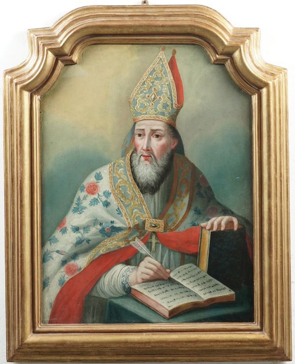 Scuola del XVIII/XIX secolo Figura di santo vescovo