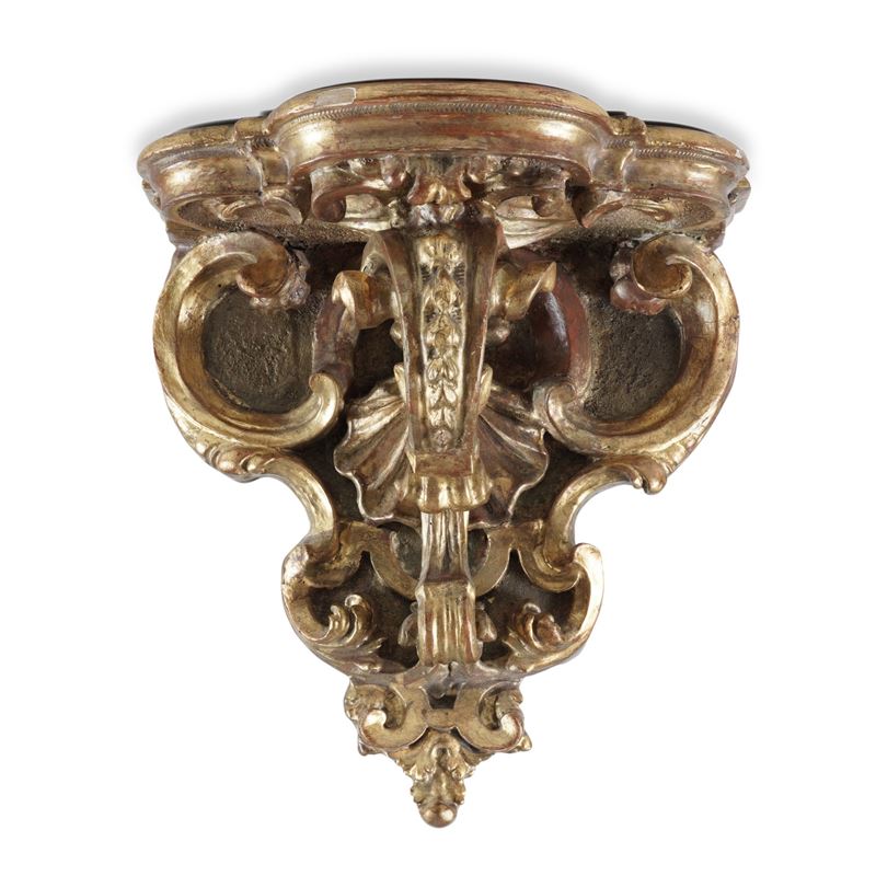 Mensola in legno intagliato e dorato. Piemonte, prima metà XVIII secolo  - Asta Antiquariato - Cambi Casa d'Aste