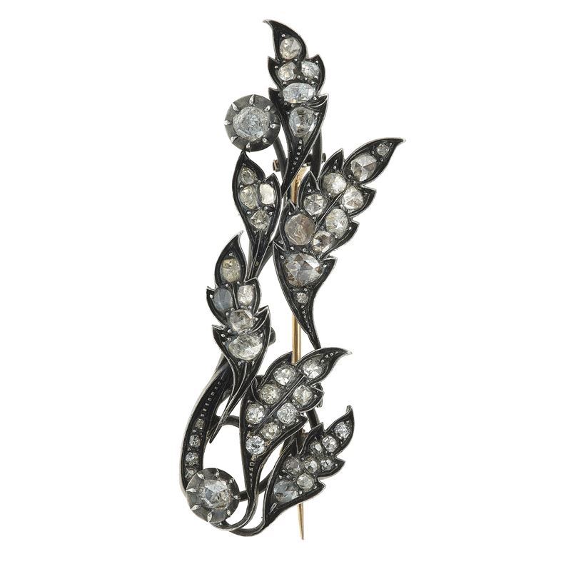 Old-cut diamond, silver and gold brooch  - Auction Fine Jewels - Cambi Casa d'Aste