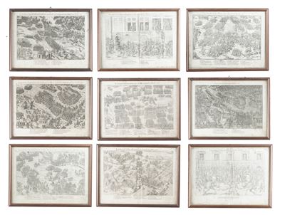 Jean-jacques Perissin (1536 - 1617) - Jean Tortorel Collezione di Nove Stampe di Battaglie delle ...