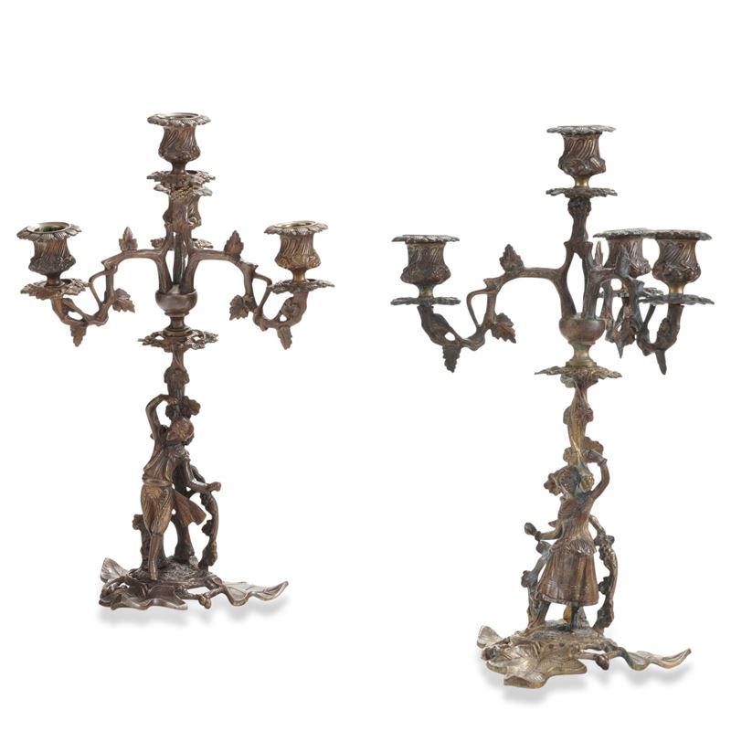 Coppia di candelieri in bronzo  - Asta Antiquariato - Cambi Casa d'Aste