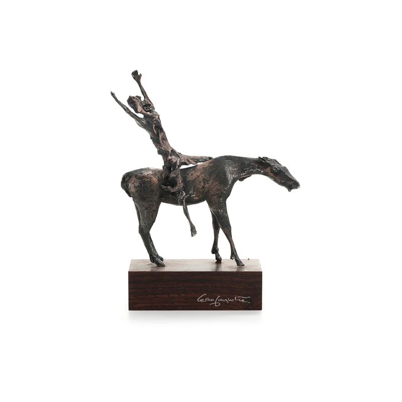 Cecco Bonanotte : Figura a cavallo  - scultura in bronzo - Asta Sculture Moderne e Multipli d'Artista - Cambi Casa d'Aste