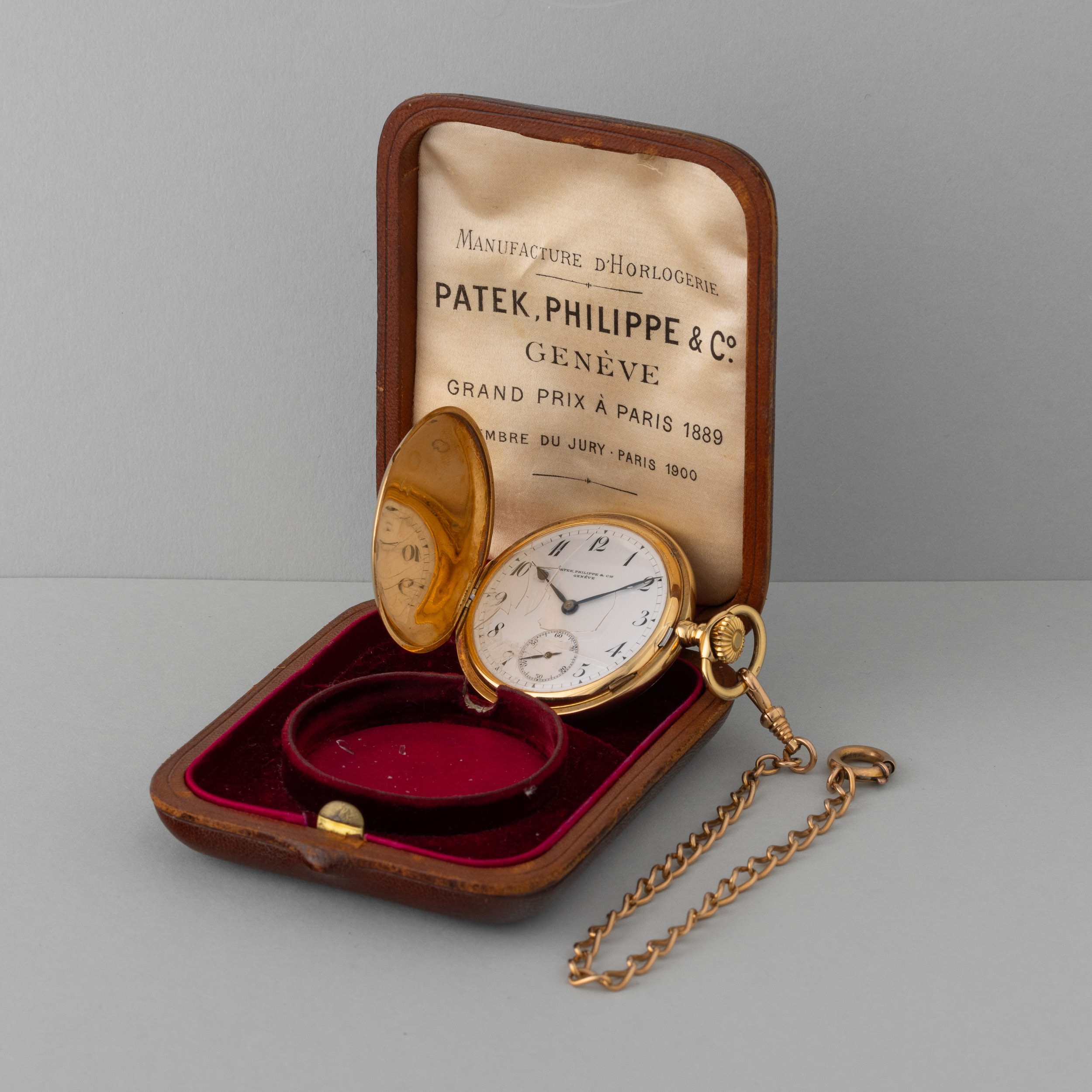Patek Philippe - Pocket Watch Savonette in Oro Giallo 18k, Quadrante in Smalto Bianco con Numeri ...