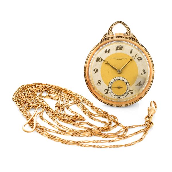 Tasca personalizzato "Golay Fils & Sthal" in oro giallo 14k, quadrante bitonale numeri Breguet, cassa  [..]