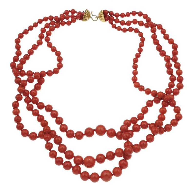 Coral and low-karat gold necklace  - Auction Fine Jewellery - Cambi Casa d'Aste