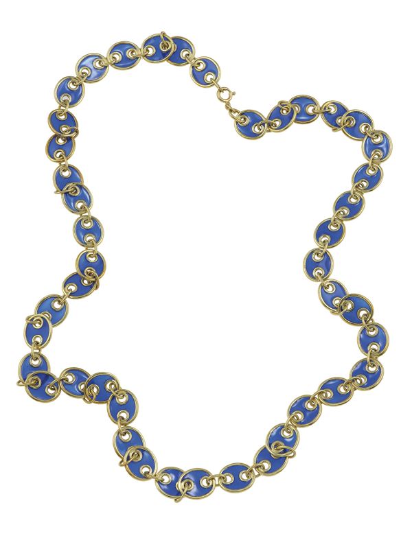 "Plique-à-jour" enamel and gold necklace