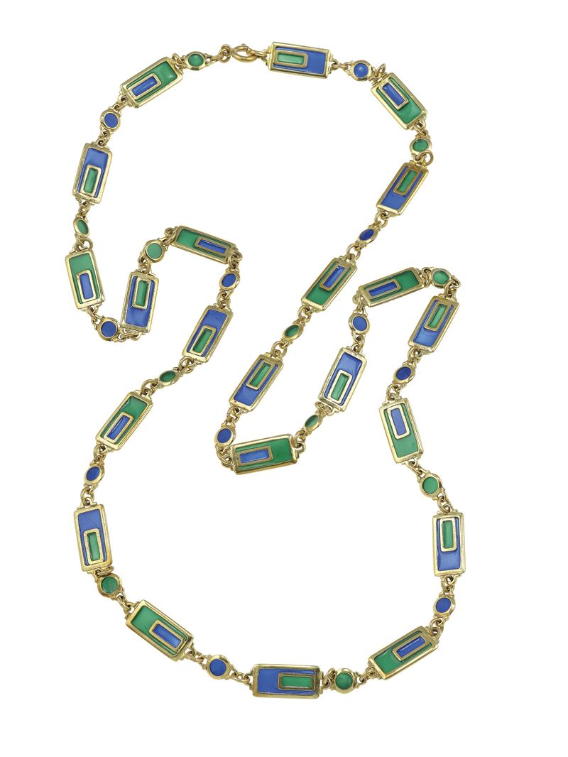 "Plique-à-jour" enamel and gold sautoir  - Auction Fine Jewels - Cambi Casa d'Aste