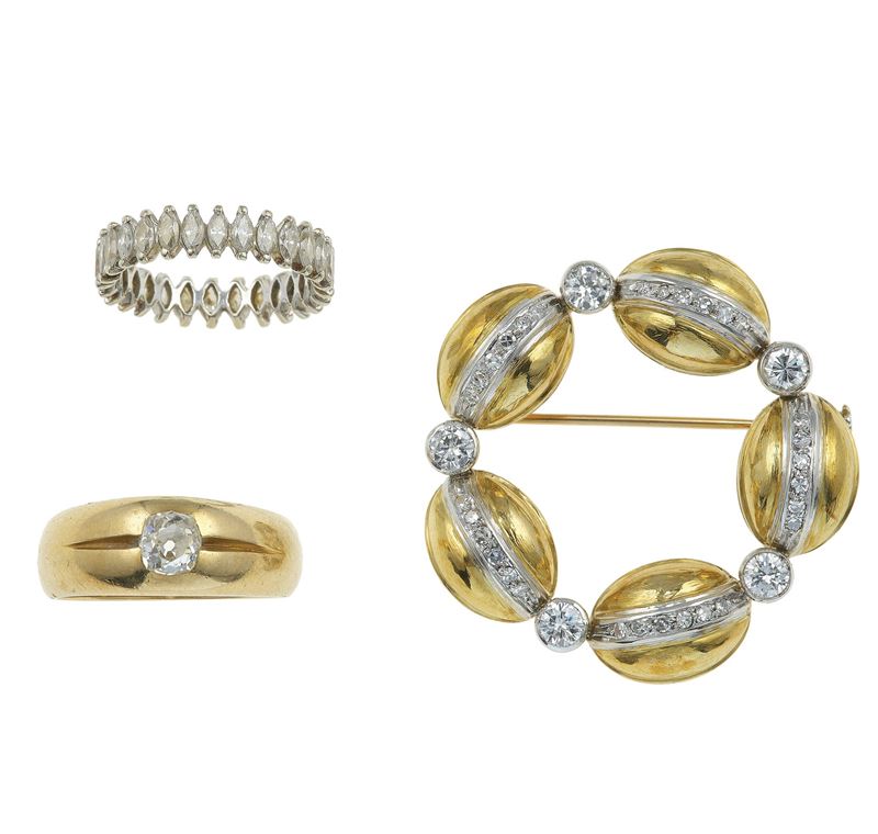 Group of diamond and gold jewels  - Auction Jewels - Cambi Casa d'Aste