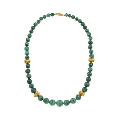 Collana con Boules in Malachite e Inserti