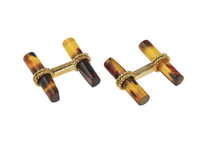 Van Cleef & Arpels, Bottoni da polso in oro giallo 750/1000 e bachelite
