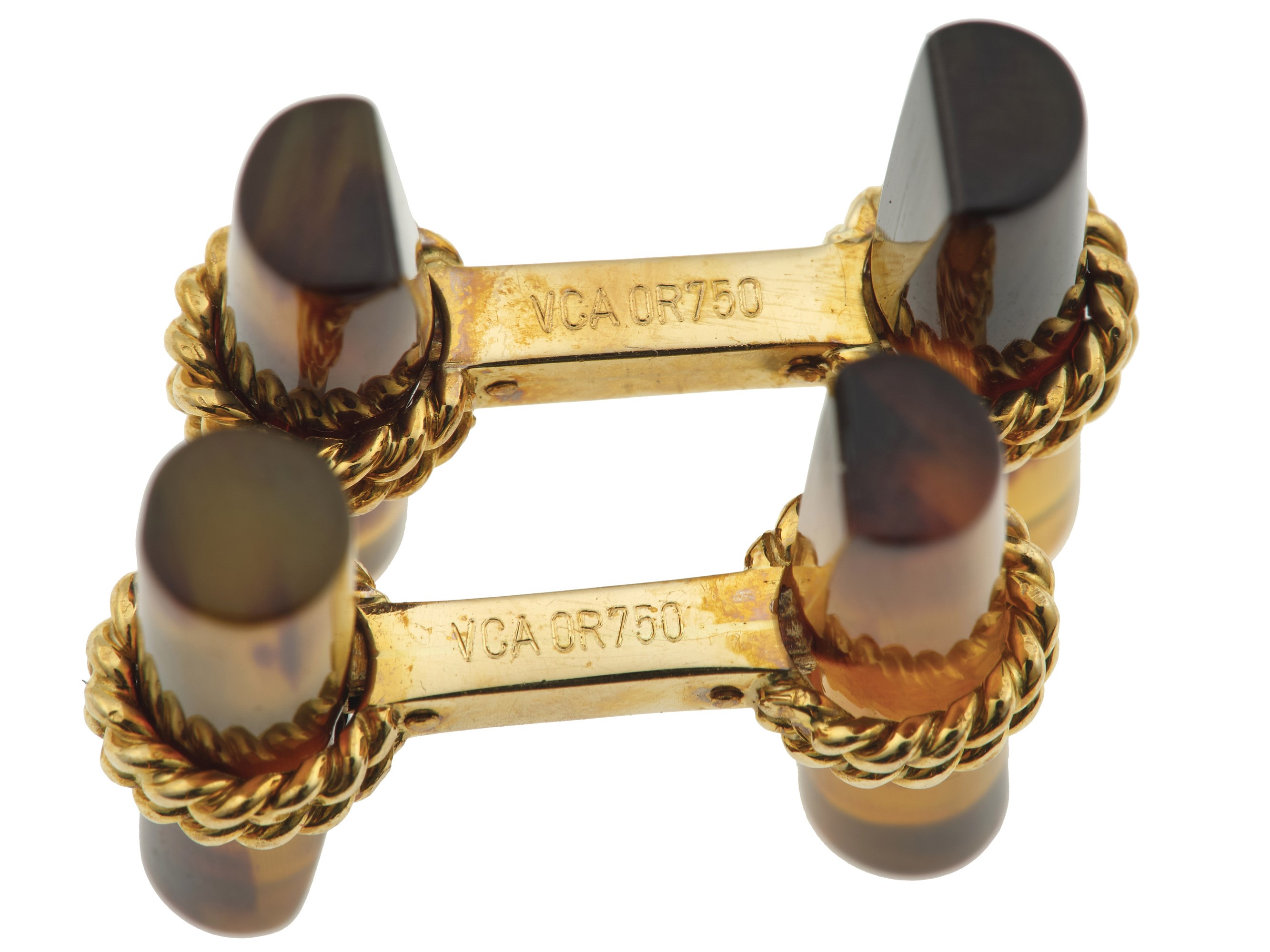Van Cleef & Arpels, Bottoni da polso in oro giallo 750/1000 e bachelite